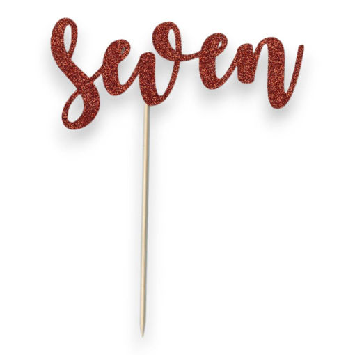 Picture of SEVEN CAKE TOPPER RED GLITTER